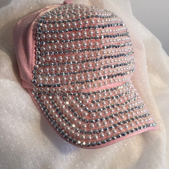 Pink Pearl and Rhinestone Cap - Picture 2 of 10